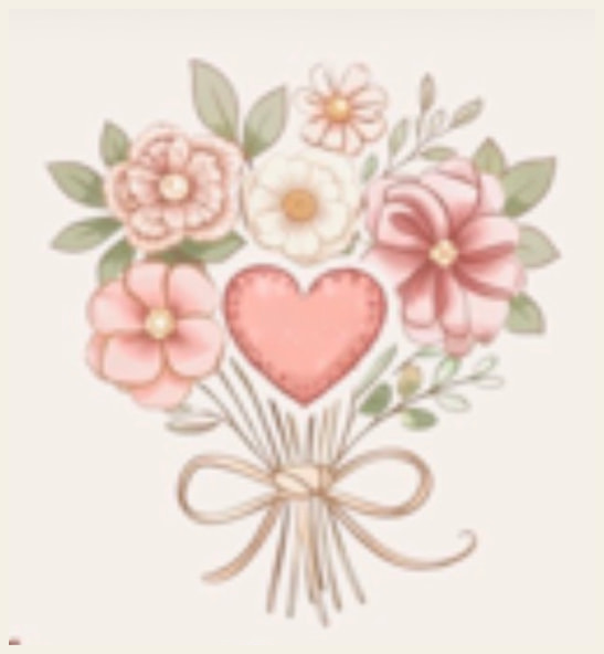 Logo de Dos Corazones Floral: ramillete en acuarela con corazón y moño